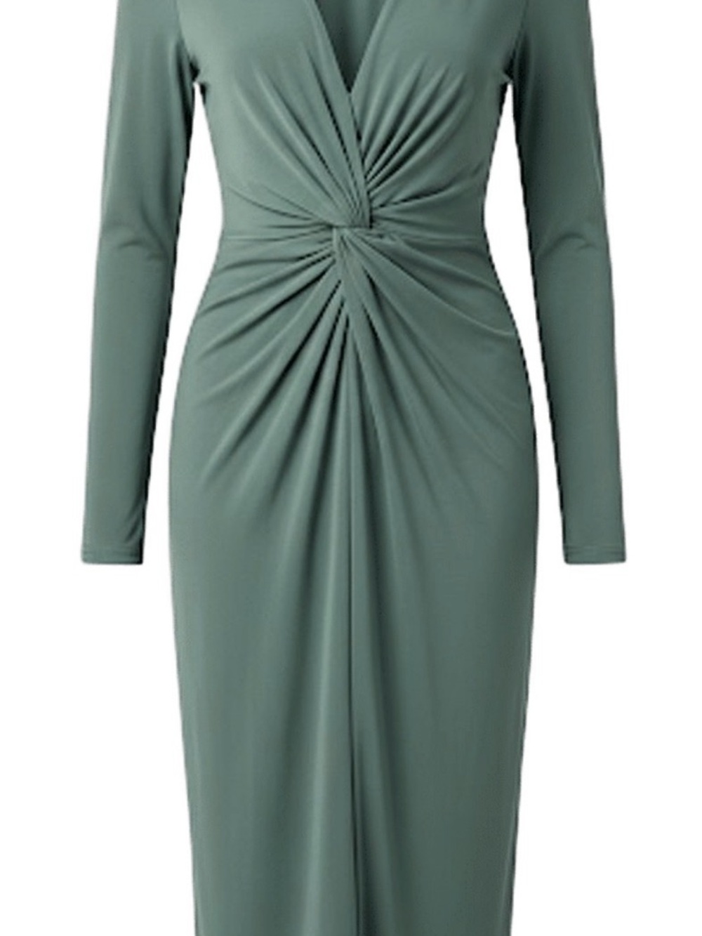 Ann Taylor Twist-Front Long Sleeve Midi Dress in Sage
